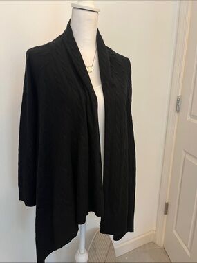 Lilly Pulitzer Black Open-Front Cable Knit Cardigan